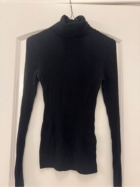 Express Black Ribbed Turtleneck Sweater